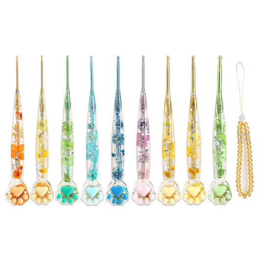 Macaron Floral Resin Cat Paw Crochet Hooks CH177– 2.25–8mm