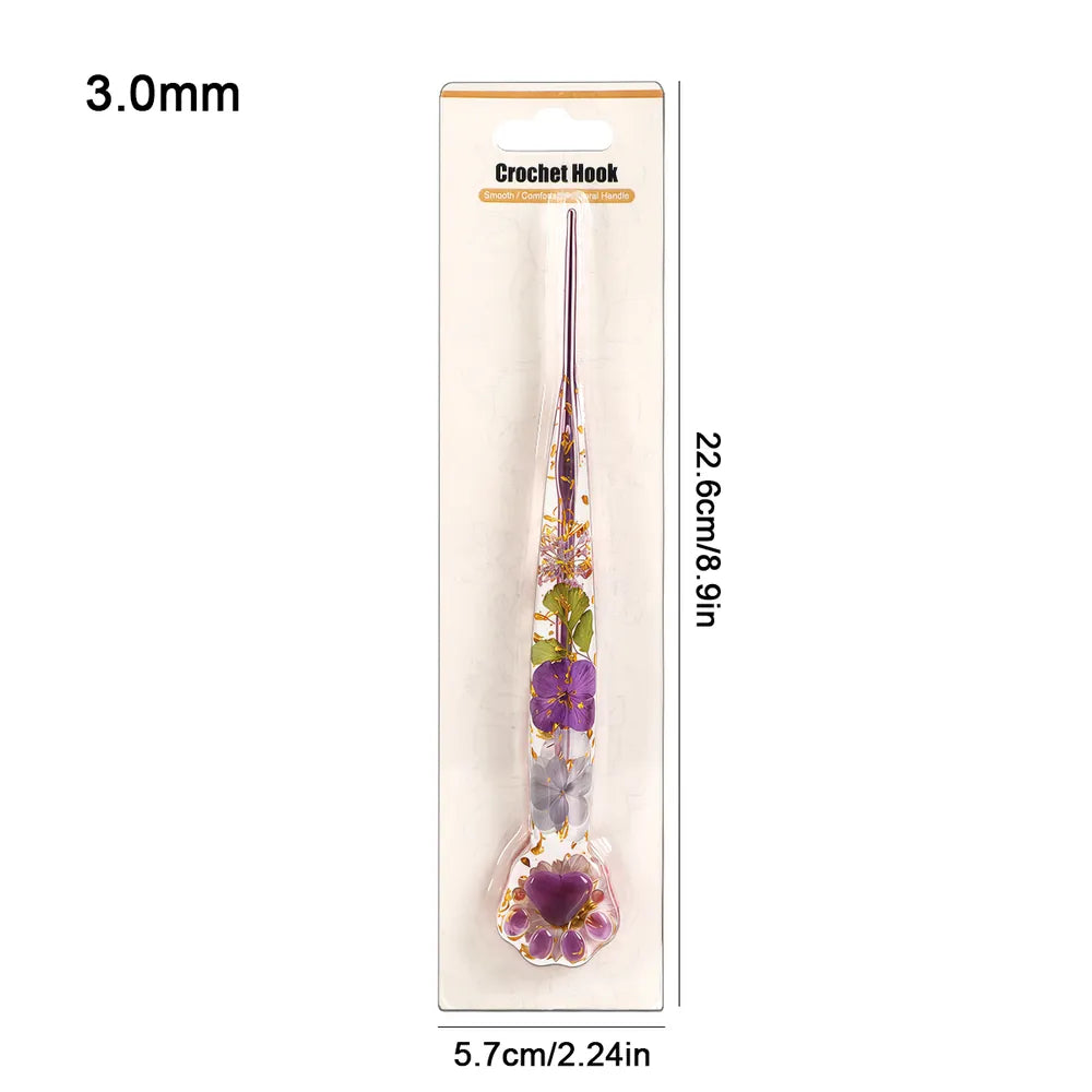 Floral Resin Cat Paw Crochet Hooks – 2.0–6.0mm CH171
