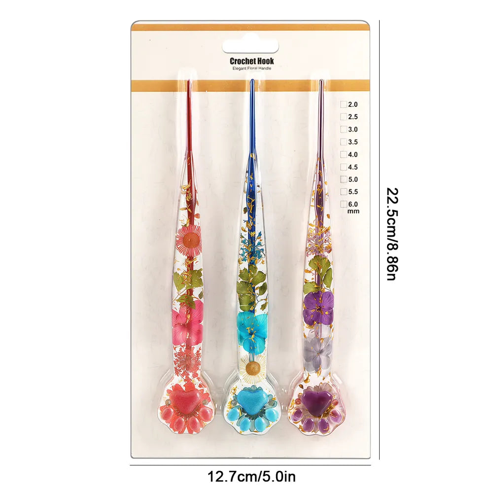 Floral Resin Cat Paw Crochet Hooks – 2.0–6.0mm CH171