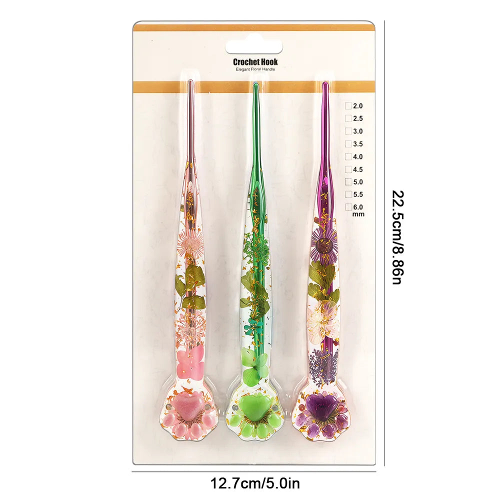 Floral Resin Cat Paw Crochet Hooks – 2.0–6.0mm CH171