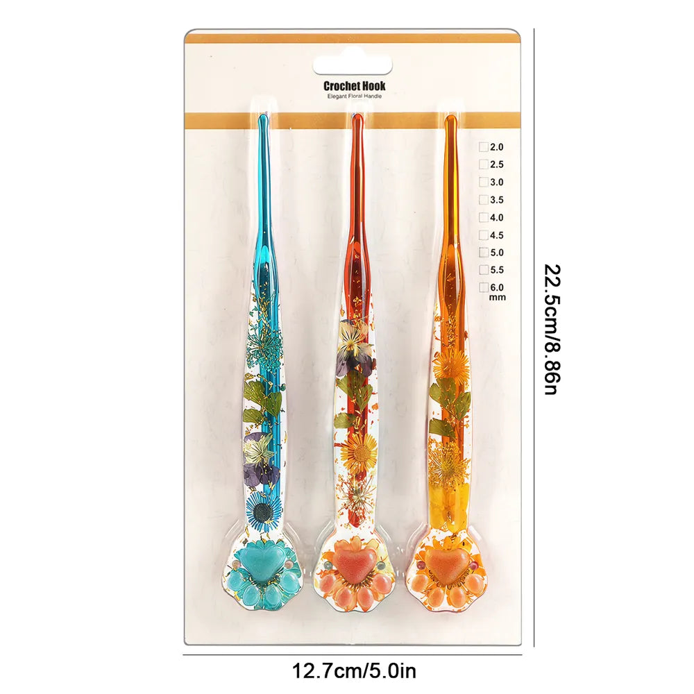 Floral Resin Cat Paw Crochet Hooks – 2.0–6.0mm CH171