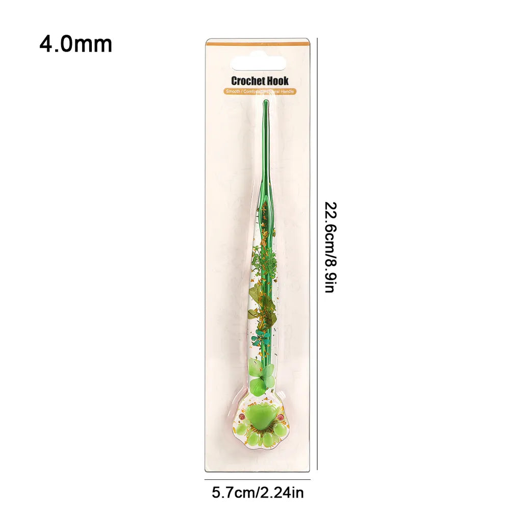 Floral Resin Cat Paw Crochet Hooks – 2.0–6.0mm CH171