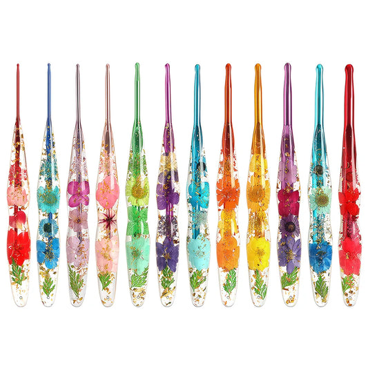 Floral Resin Ergonomic Crochet Hooks CH172 – 2.0–8.0mm