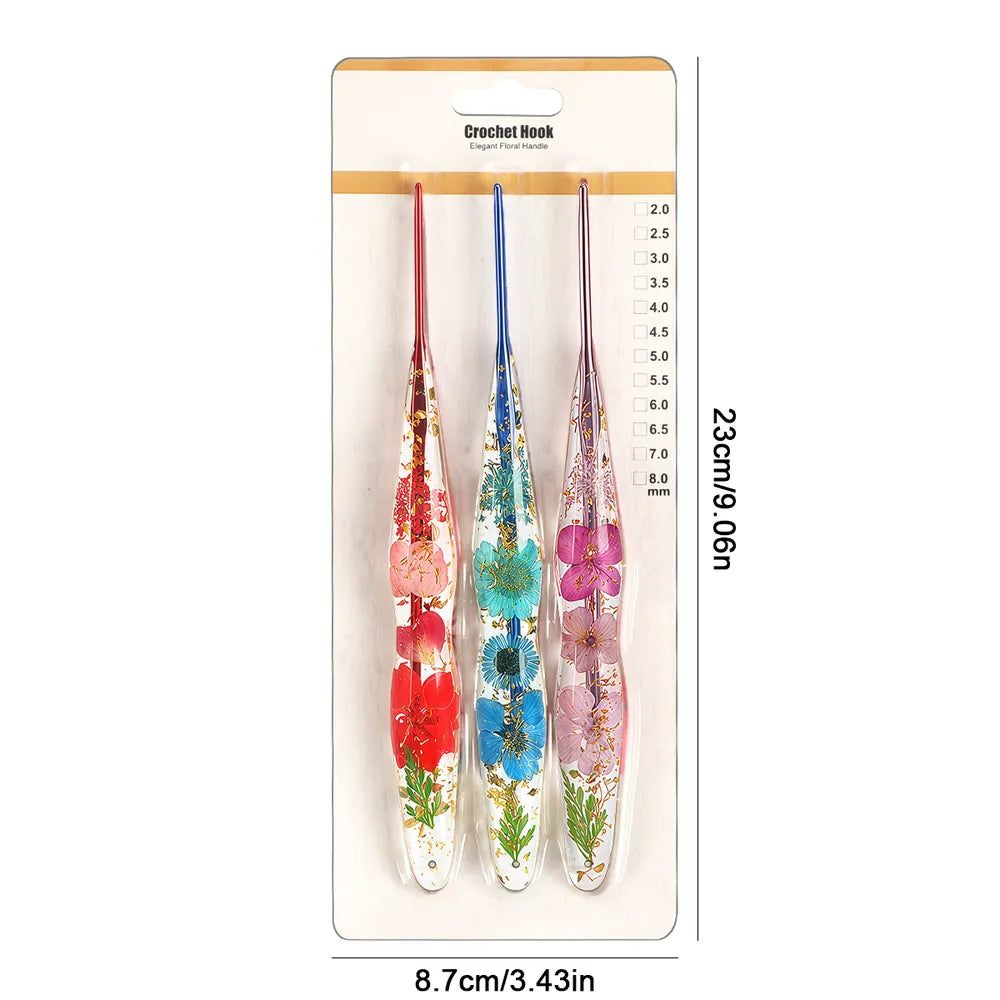 Floral Resin Ergonomic Crochet Hooks CH172 – 2.0–8.0mm