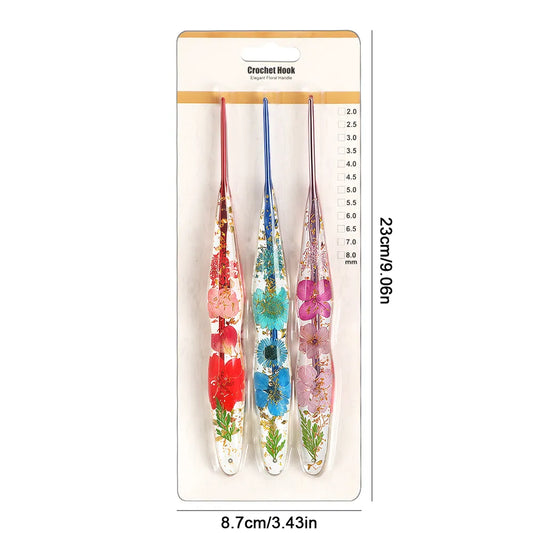 Floral Resin Ergonomic Crochet Hooks CH172 – 2.0–8.0mm