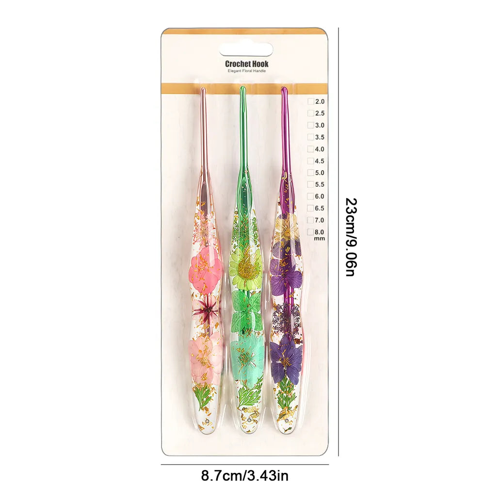 Floral Resin Ergonomic Crochet Hooks CH172 – 2.0–8.0mm