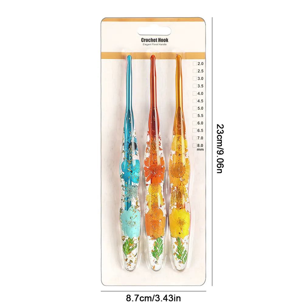 Floral Resin Ergonomic Crochet Hooks CH172 – 2.0–8.0mm