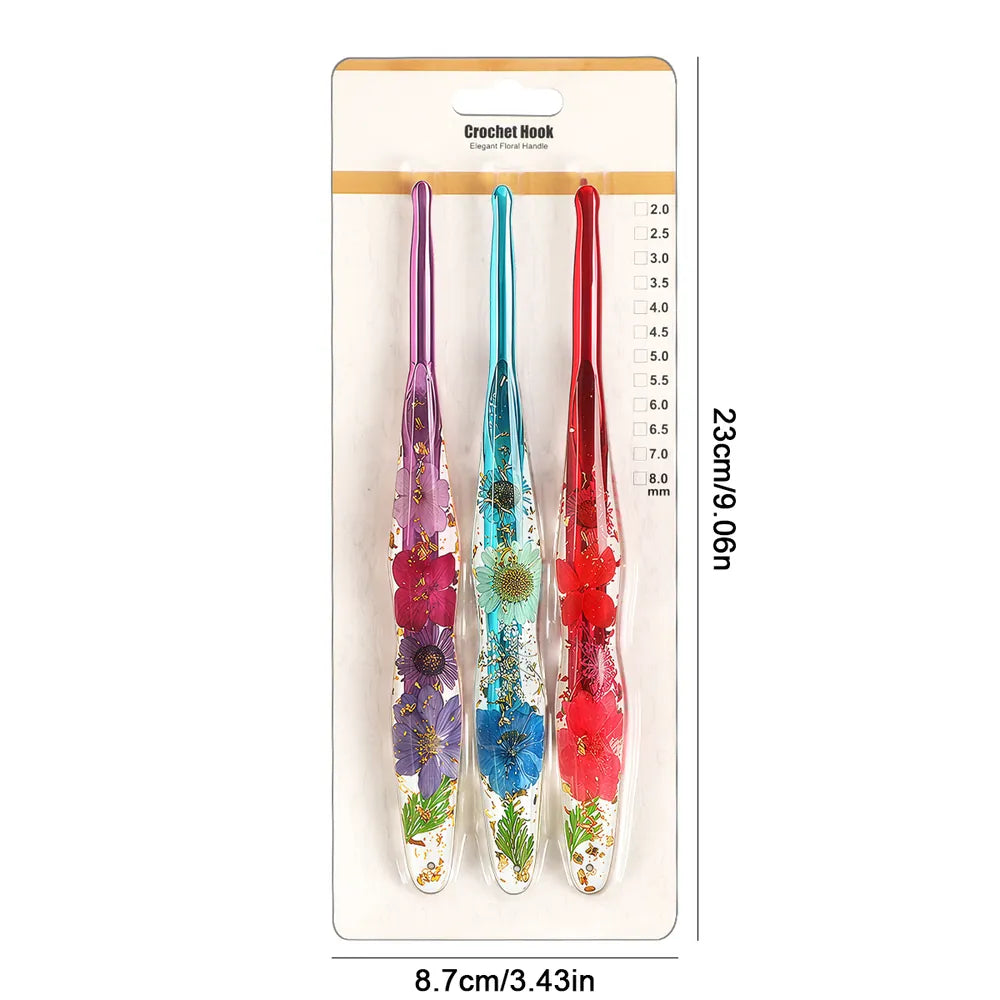 Floral Resin Ergonomic Crochet Hooks CH172 – 2.0–8.0mm