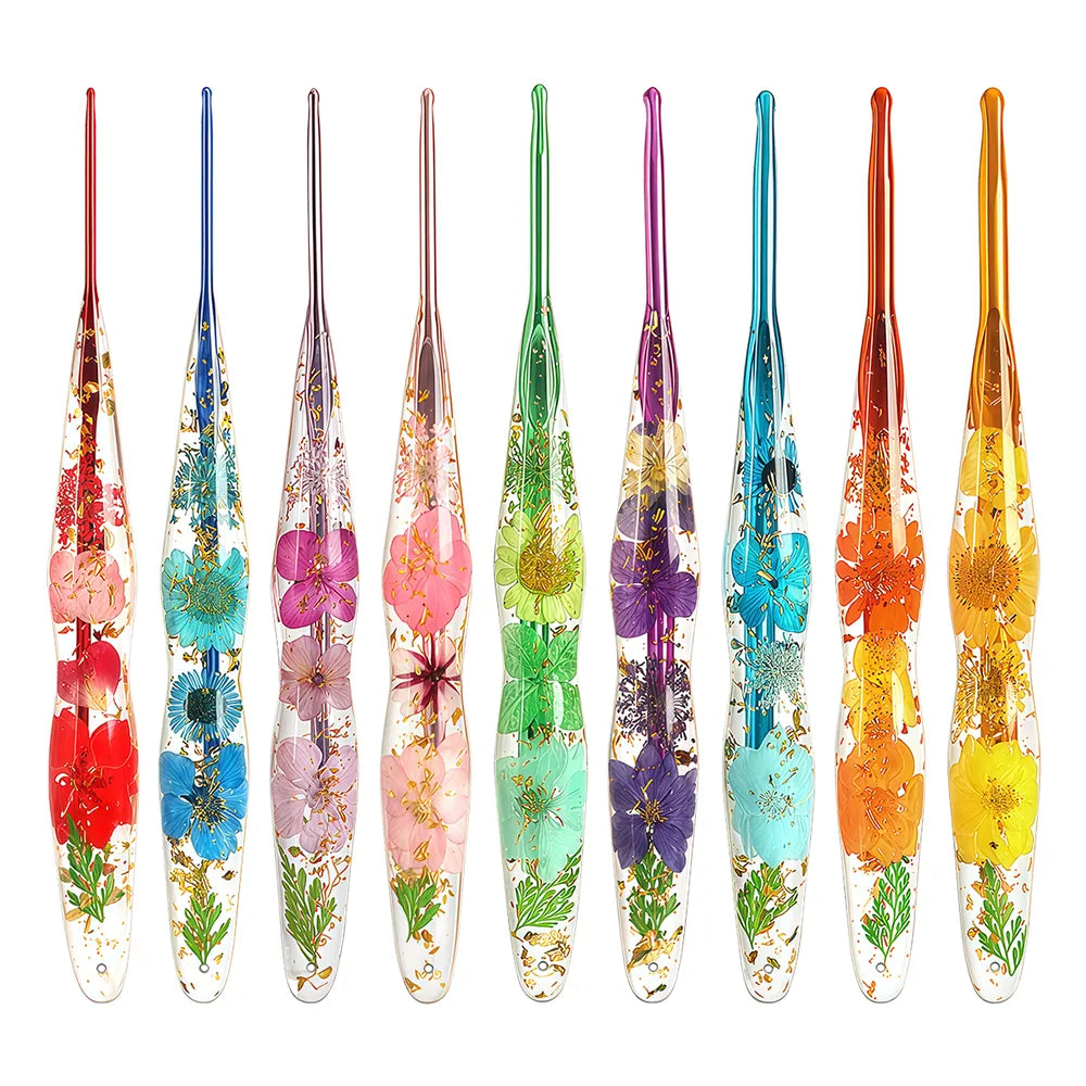 Floral Resin Ergonomic Crochet Hooks CH172 – 2.0–8.0mm