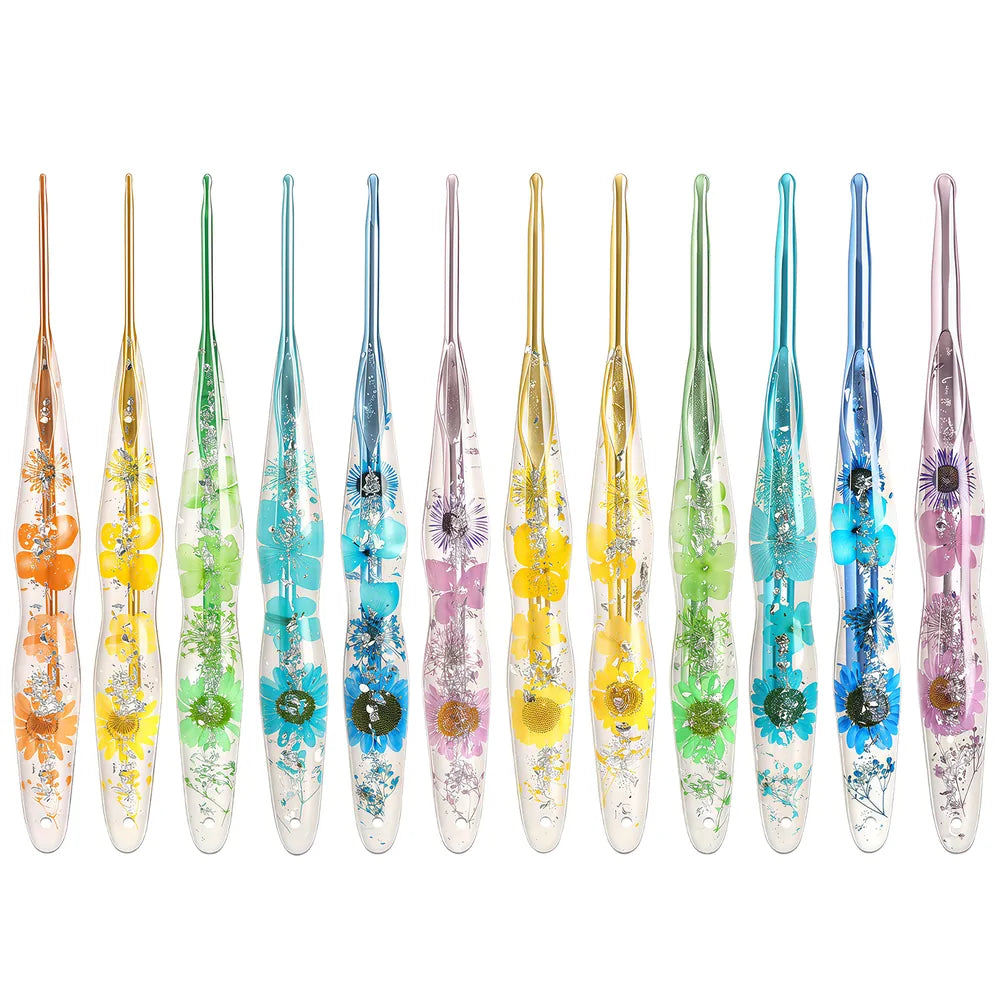 Floral Resin Ergonomic Crochet Hooks CH176 – 2.25–8.0mm