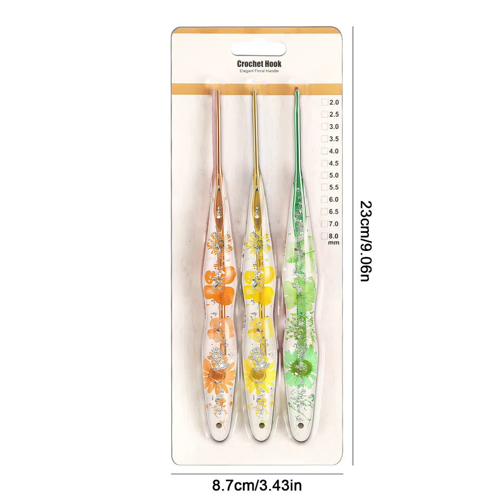 Floral Resin Ergonomic Crochet Hooks CH176 – 2.25–8.0mm