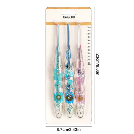Floral Resin Ergonomic Crochet Hooks CH176 – 2.25–8.0mm