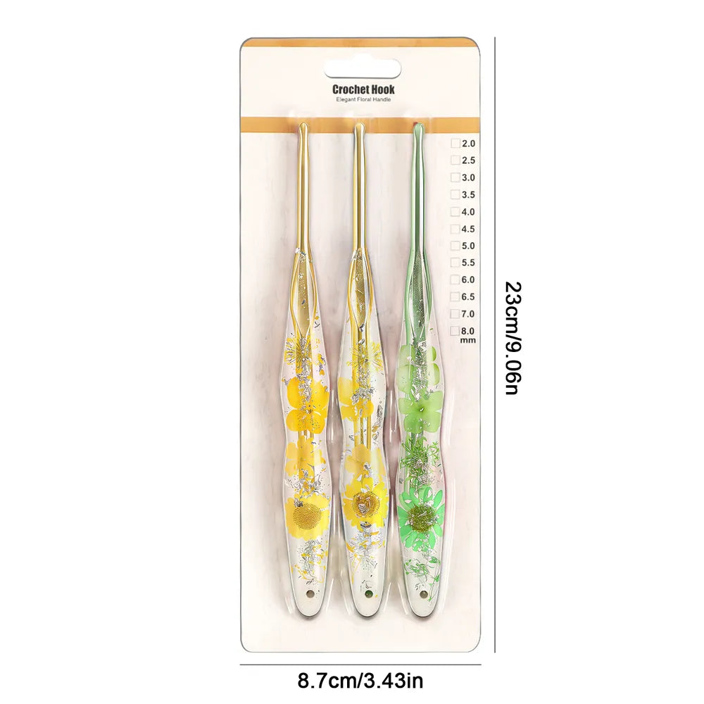 Floral Resin Ergonomic Crochet Hooks CH176 – 2.25–8.0mm