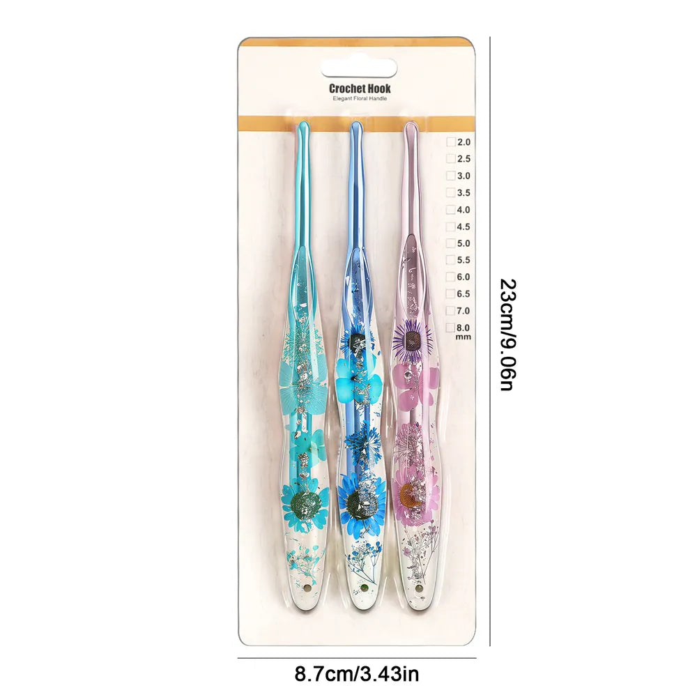 Floral Resin Ergonomic Crochet Hooks CH176 – 2.25–8.0mm