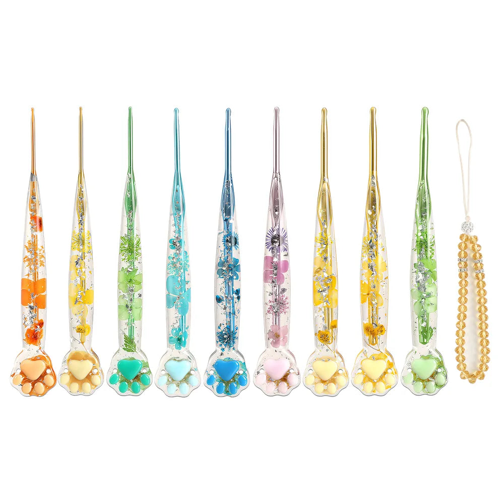 Macaron Floral Resin Cat Paw Crochet Hooks  CH177– 2.25–8mm