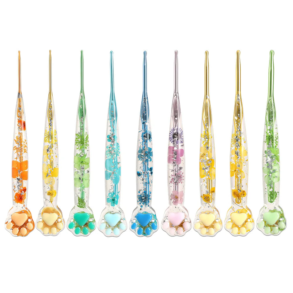 Macaron Floral Resin Cat Paw Crochet Hooks  CH177– 2.25–8mm