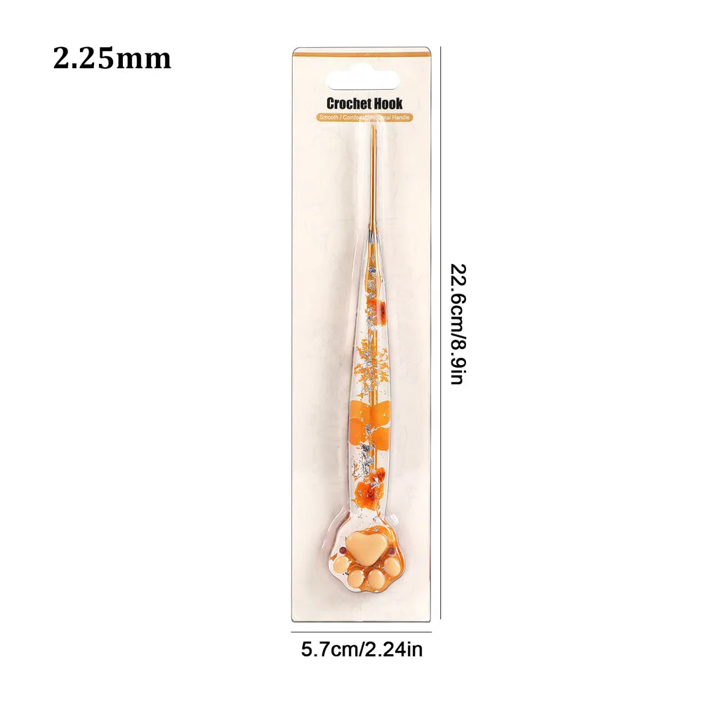 Macaron Floral Resin Cat Paw Crochet Hooks  CH177– 2.25–8mm