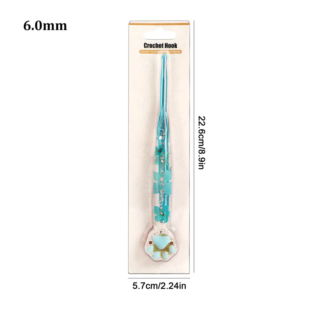 Macaron Floral Resin Cat Paw Crochet Hooks  CH177– 2.25–8mm