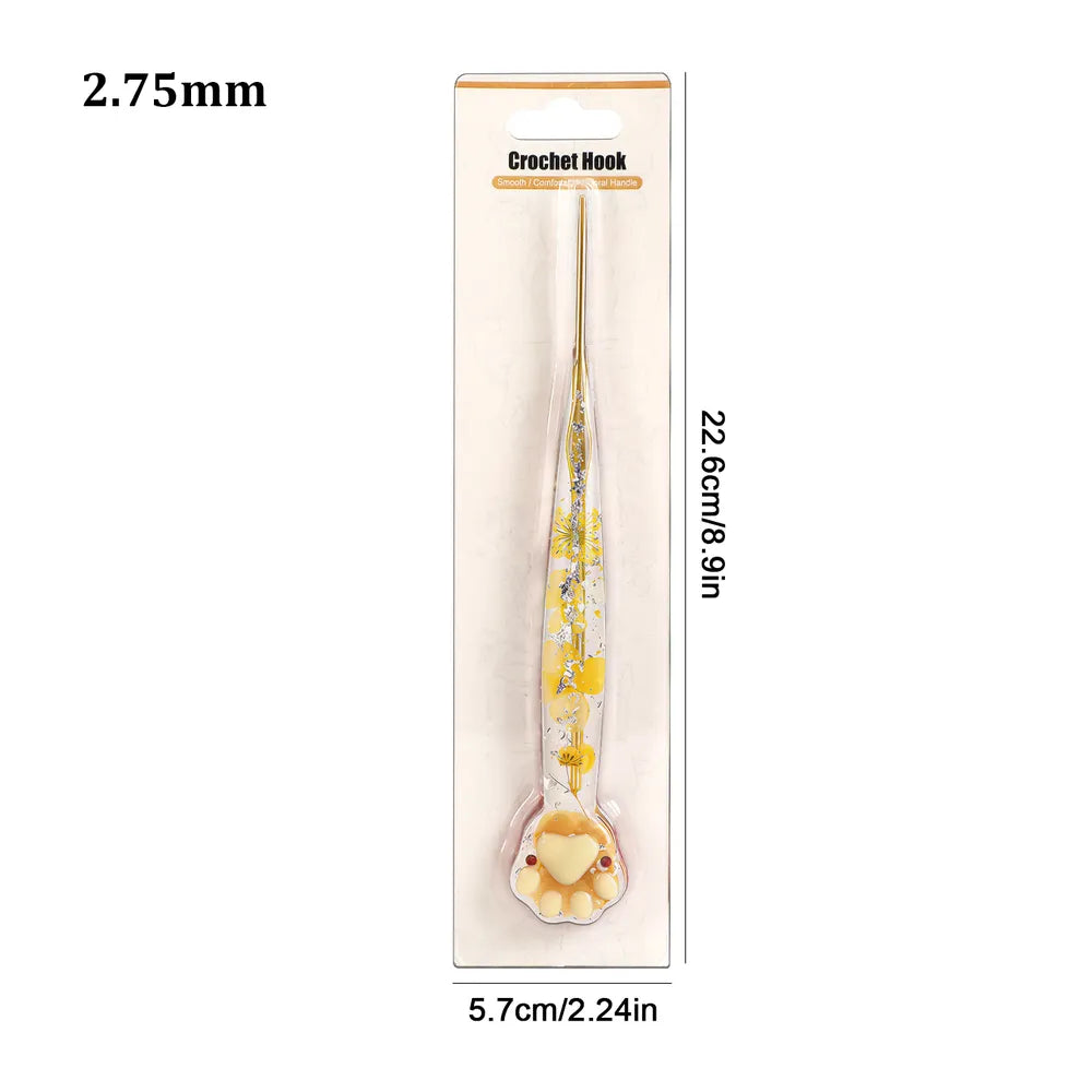 Macaron Floral Resin Cat Paw Crochet Hooks  CH177– 2.25–8mm