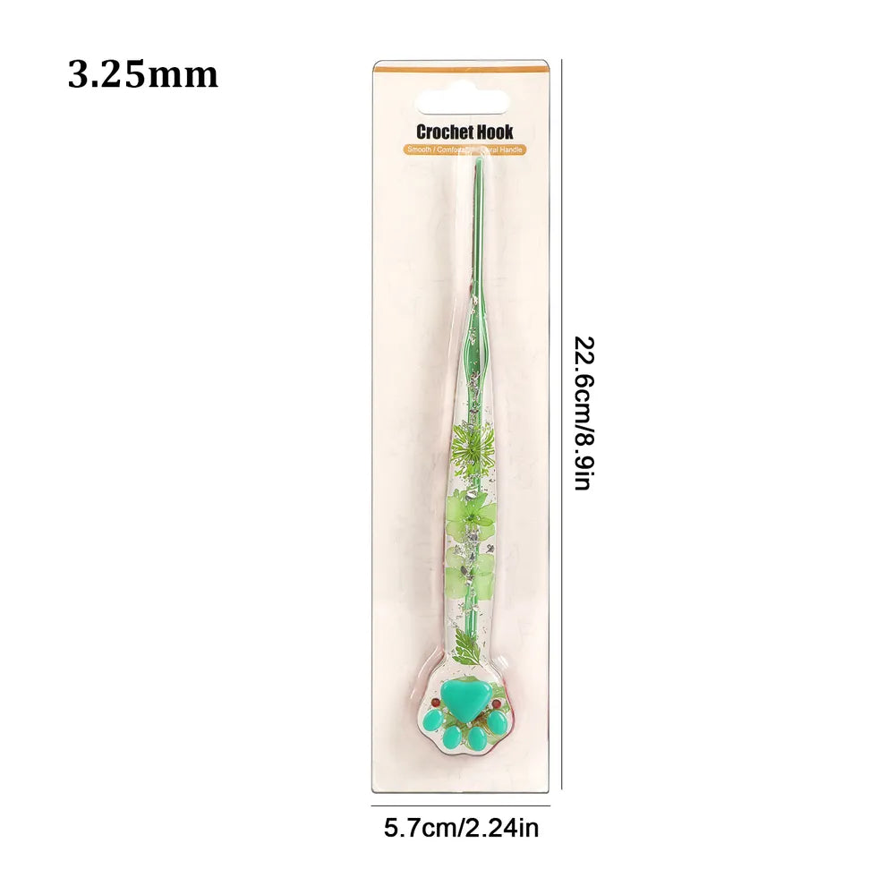 Macaron Floral Resin Cat Paw Crochet Hooks  CH177– 2.25–8mm