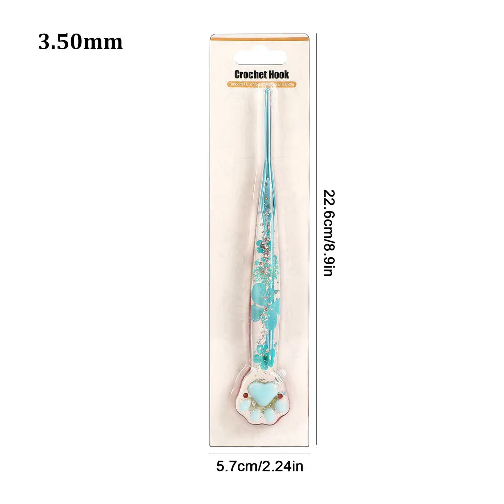 Macaron Floral Resin Cat Paw Crochet Hooks  CH177– 2.25–8mm