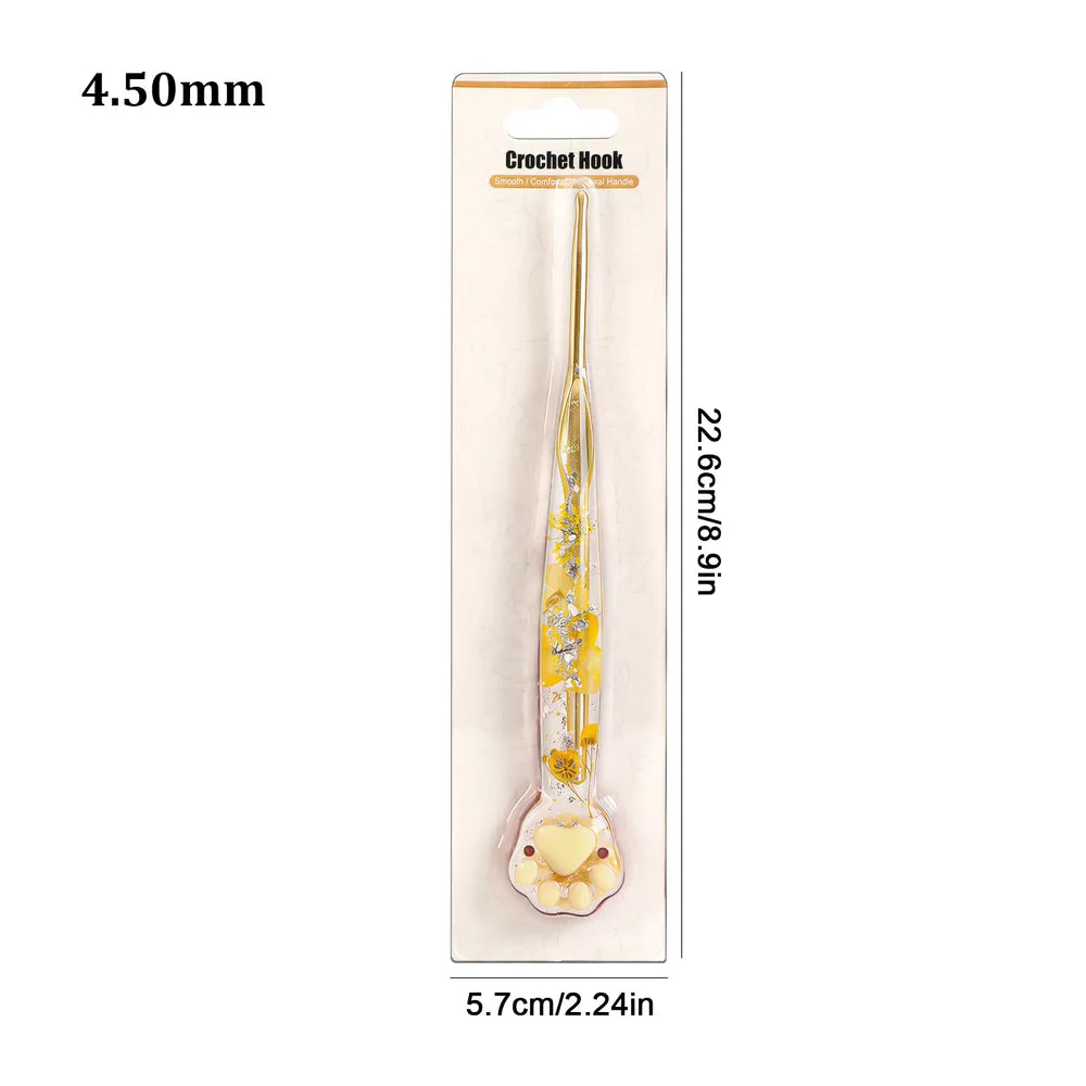 Macaron Floral Resin Cat Paw Crochet Hooks  CH177– 2.25–8mm