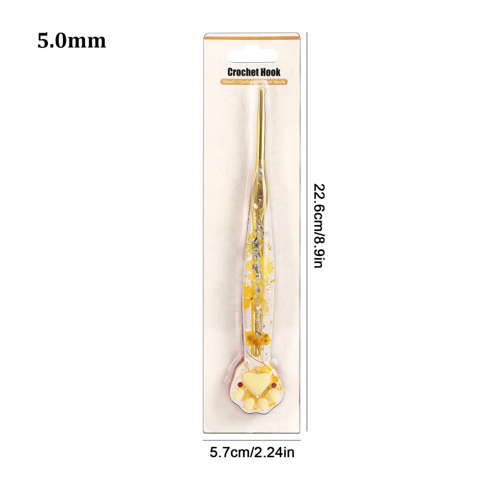 Macaron Floral Resin Cat Paw Crochet Hooks  CH177– 2.25–8mm