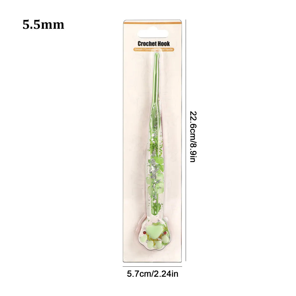 Macaron Floral Resin Cat Paw Crochet Hooks  CH177– 2.25–8mm