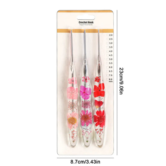 Silver Foil Floral Resin Crochet Hooks CH179 – 2.0–6.0mm