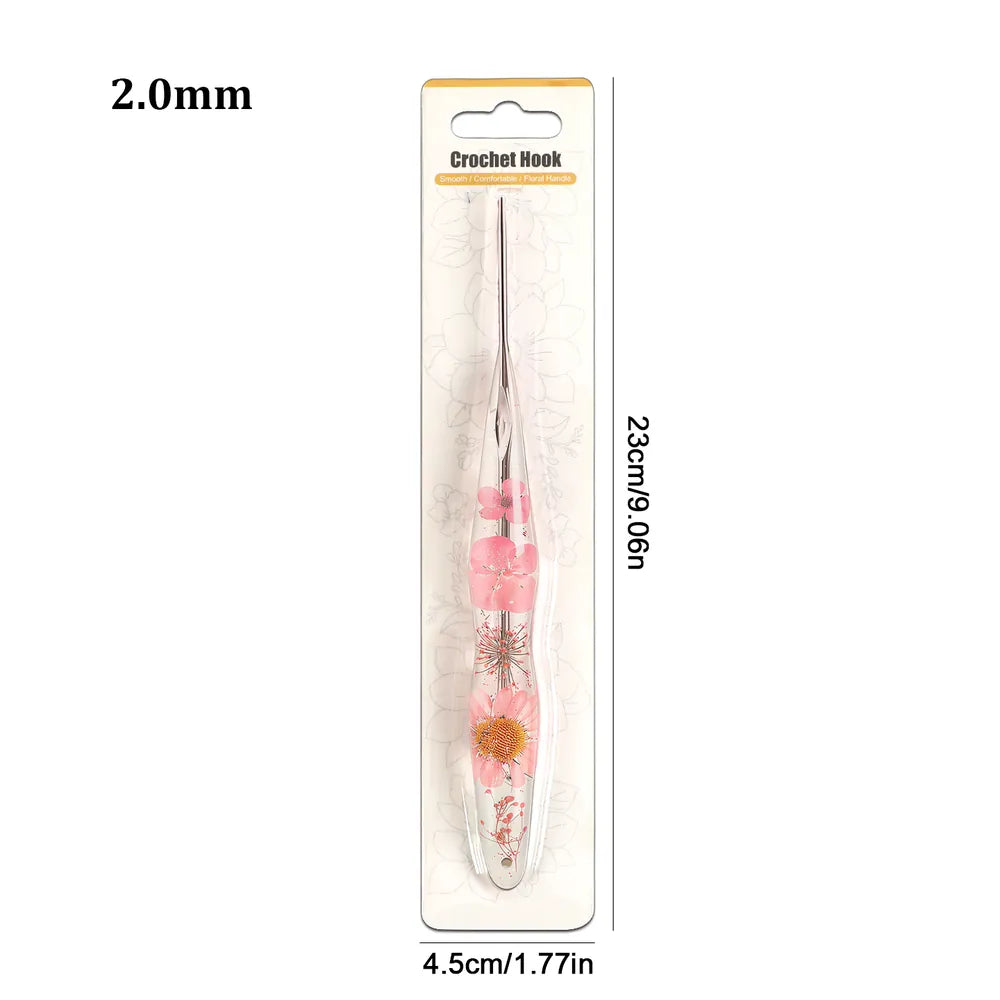 Silver Foil Floral Resin Crochet Hooks CH179 – 2.0–6.0mm