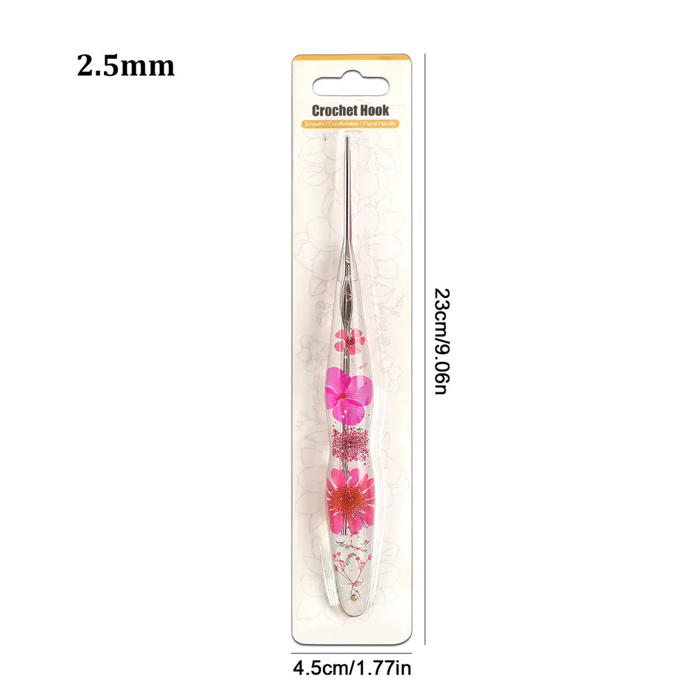 Silver Foil Floral Resin Crochet Hooks CH179 – 2.0–6.0mm