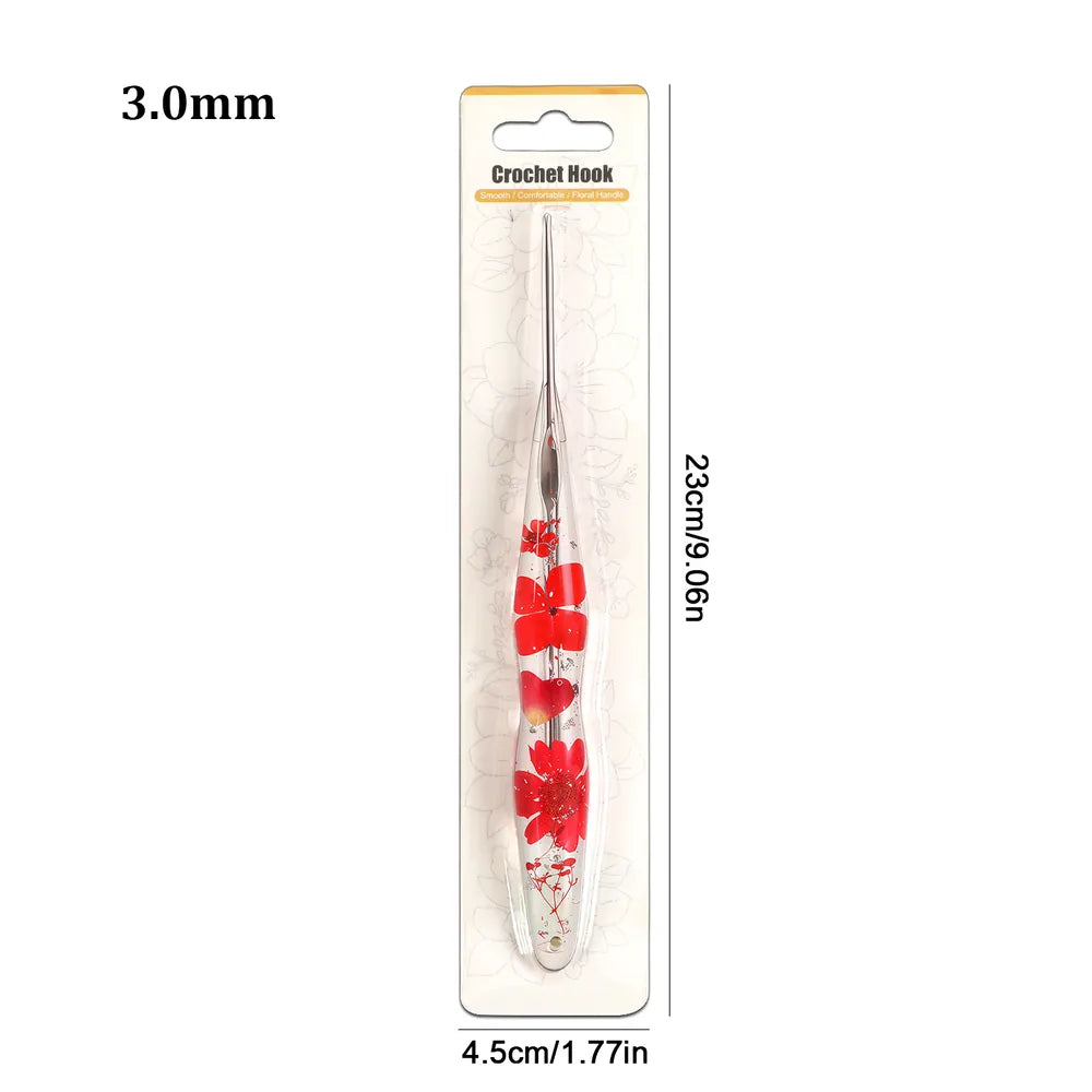Silver Foil Floral Resin Crochet Hooks CH179 – 2.0–6.0mm