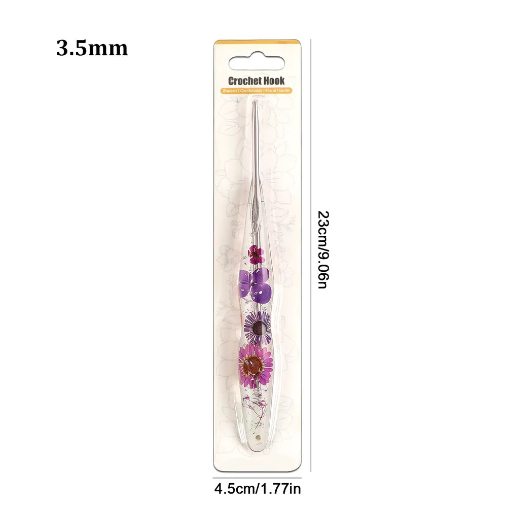 Silver Foil Floral Resin Crochet Hooks CH179 – 2.0–6.0mm