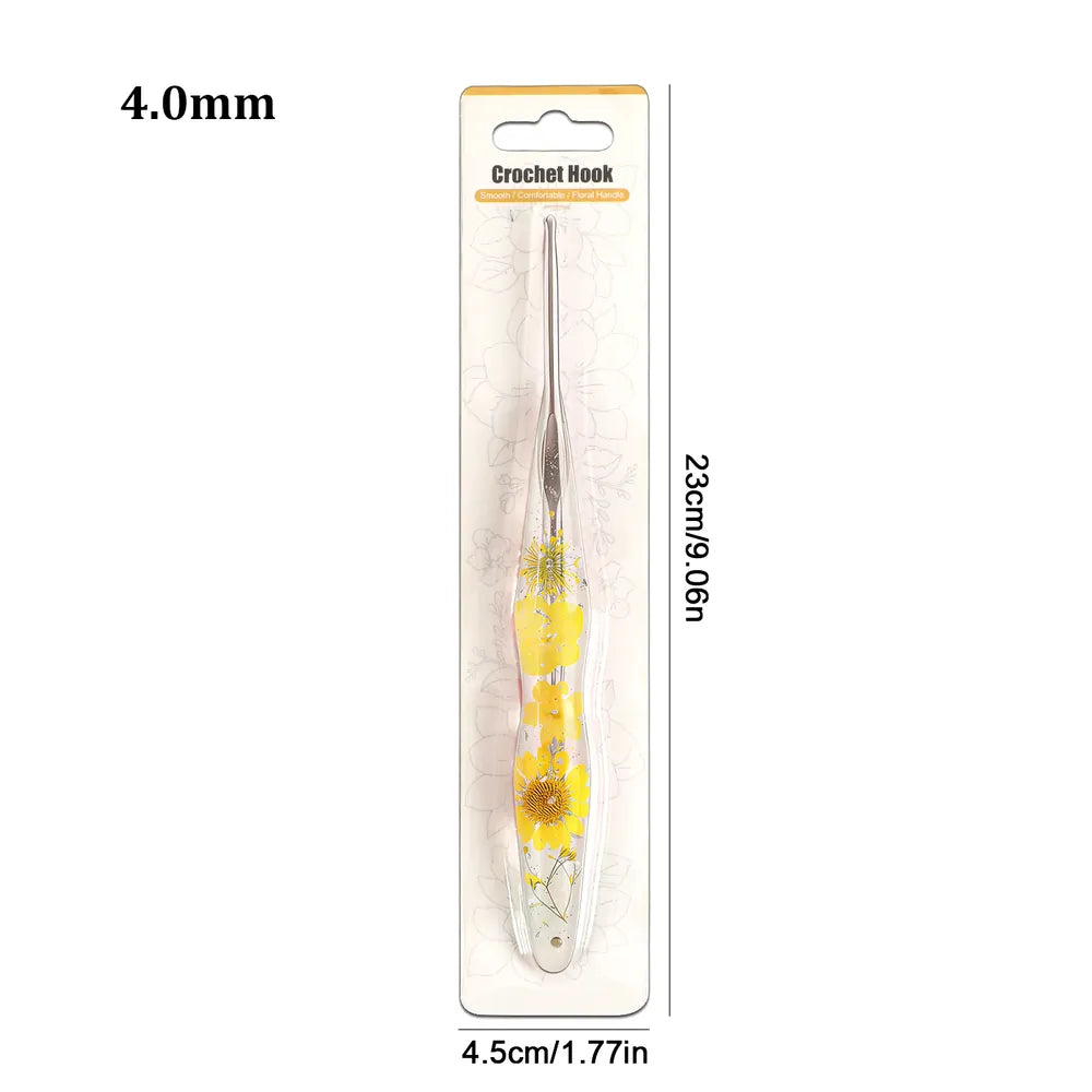 Silver Foil Floral Resin Crochet Hooks CH179 – 2.0–6.0mm