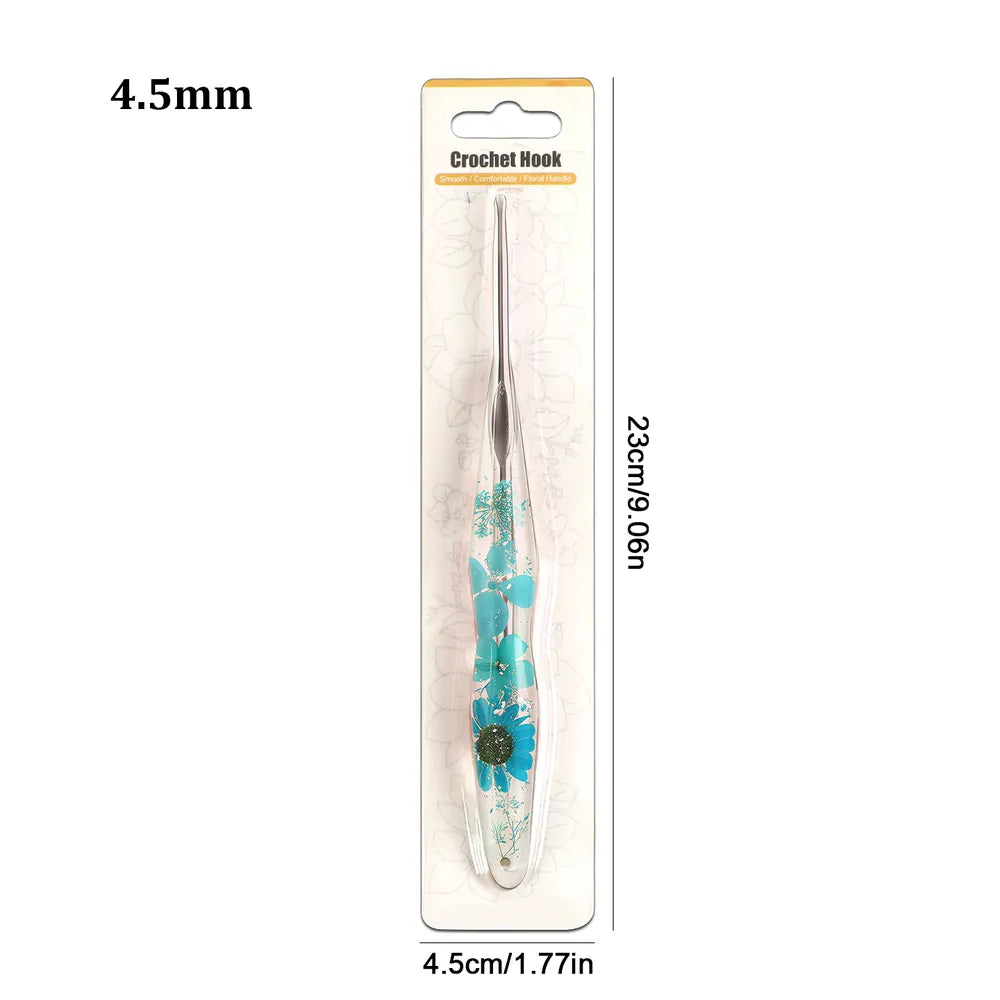 Silver Foil Floral Resin Crochet Hooks CH179 – 2.0–6.0mm