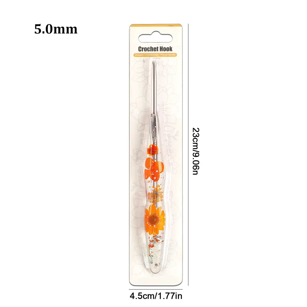 Silver Foil Floral Resin Crochet Hooks CH179 – 2.0–6.0mm
