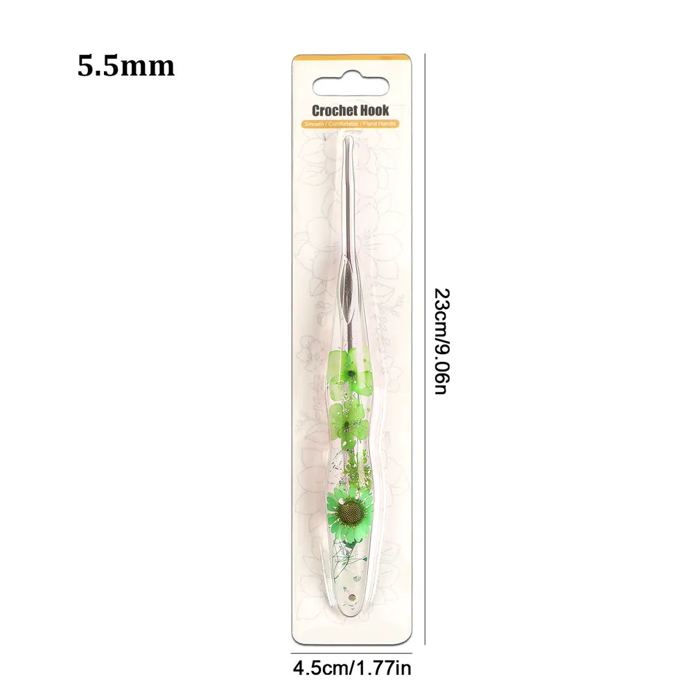 Silver Foil Floral Resin Crochet Hooks CH179 – 2.0–6.0mm