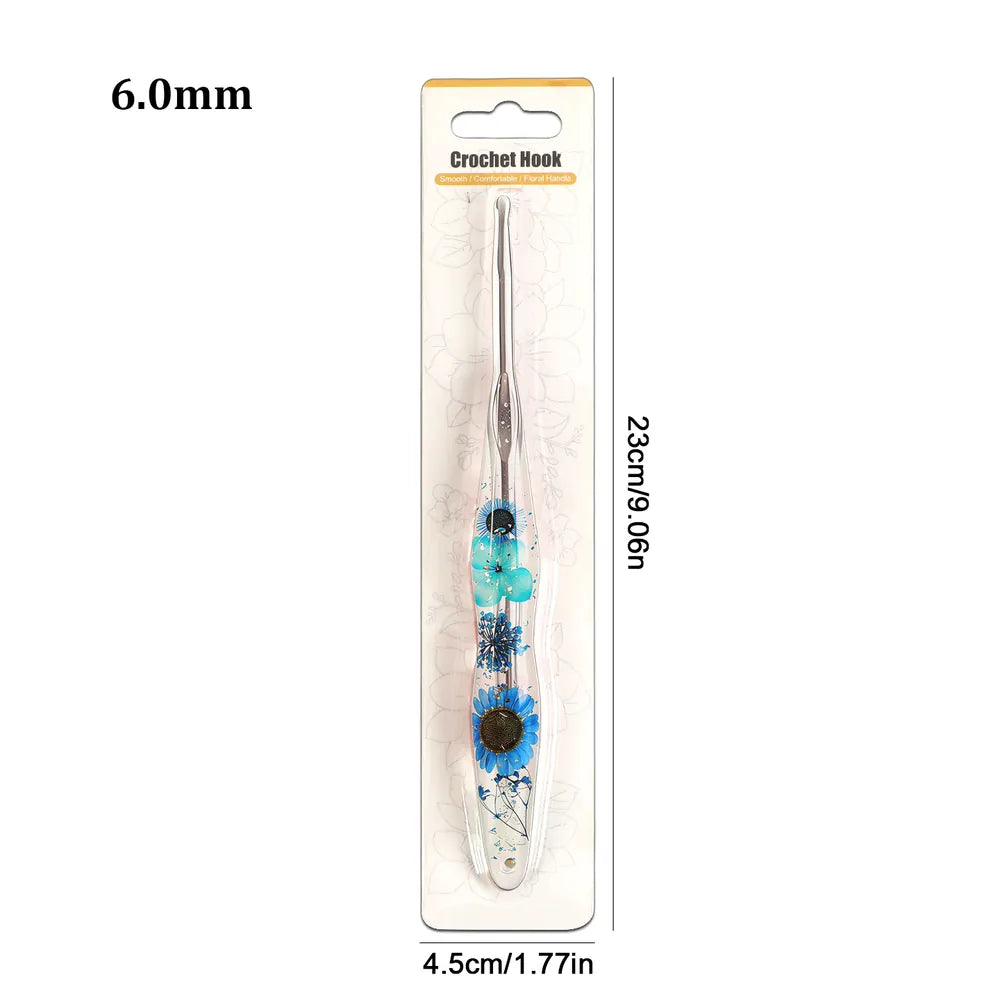 Silver Foil Floral Resin Crochet Hooks CH179 – 2.0–6.0mm