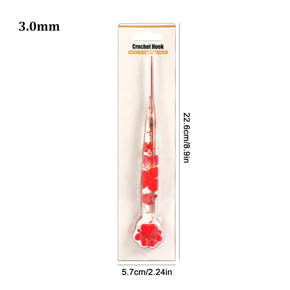 Gold Foil Cat Paw Floral Resin Crochet Hooks, 1, 3 or 9-Piece Options – CH180
