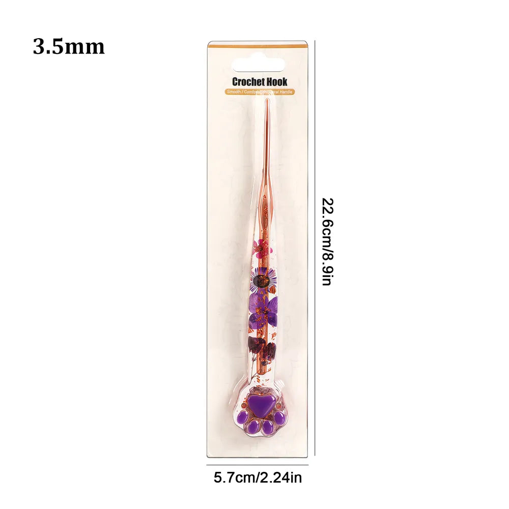 Gold Foil Cat Paw Floral Resin Crochet Hooks, 1, 3 or 9-Piece Options – CH180
