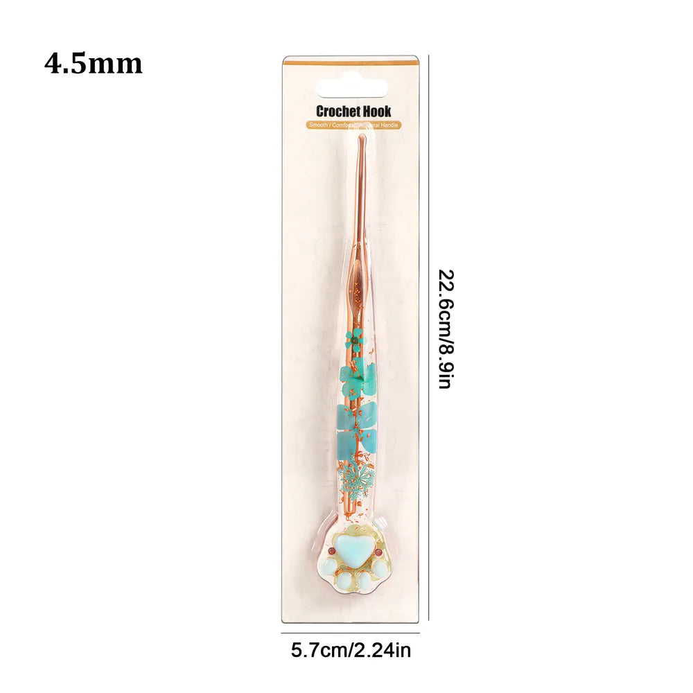 Gold Foil Cat Paw Floral Resin Crochet Hooks, 1, 3 or 9-Piece Options – CH180