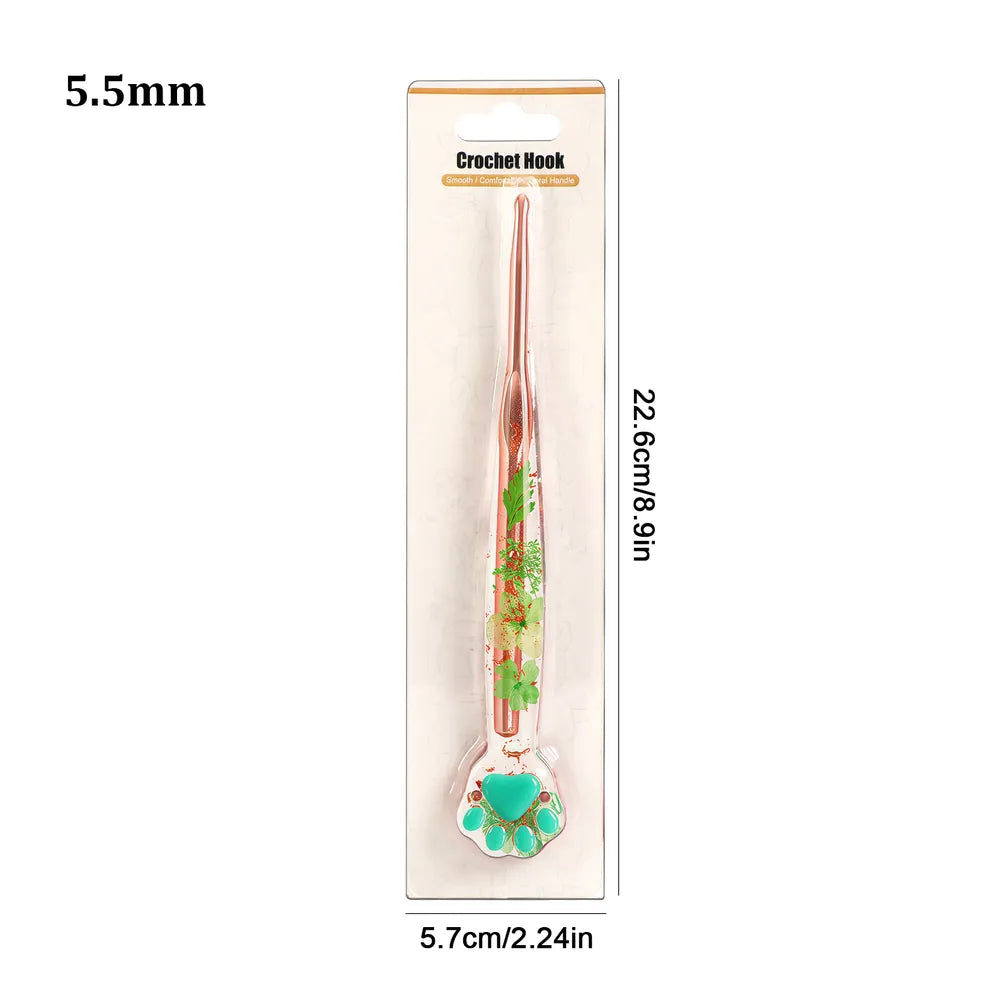 Gold Foil Cat Paw Floral Resin Crochet Hooks, 1, 3 or 9-Piece Options – CH180