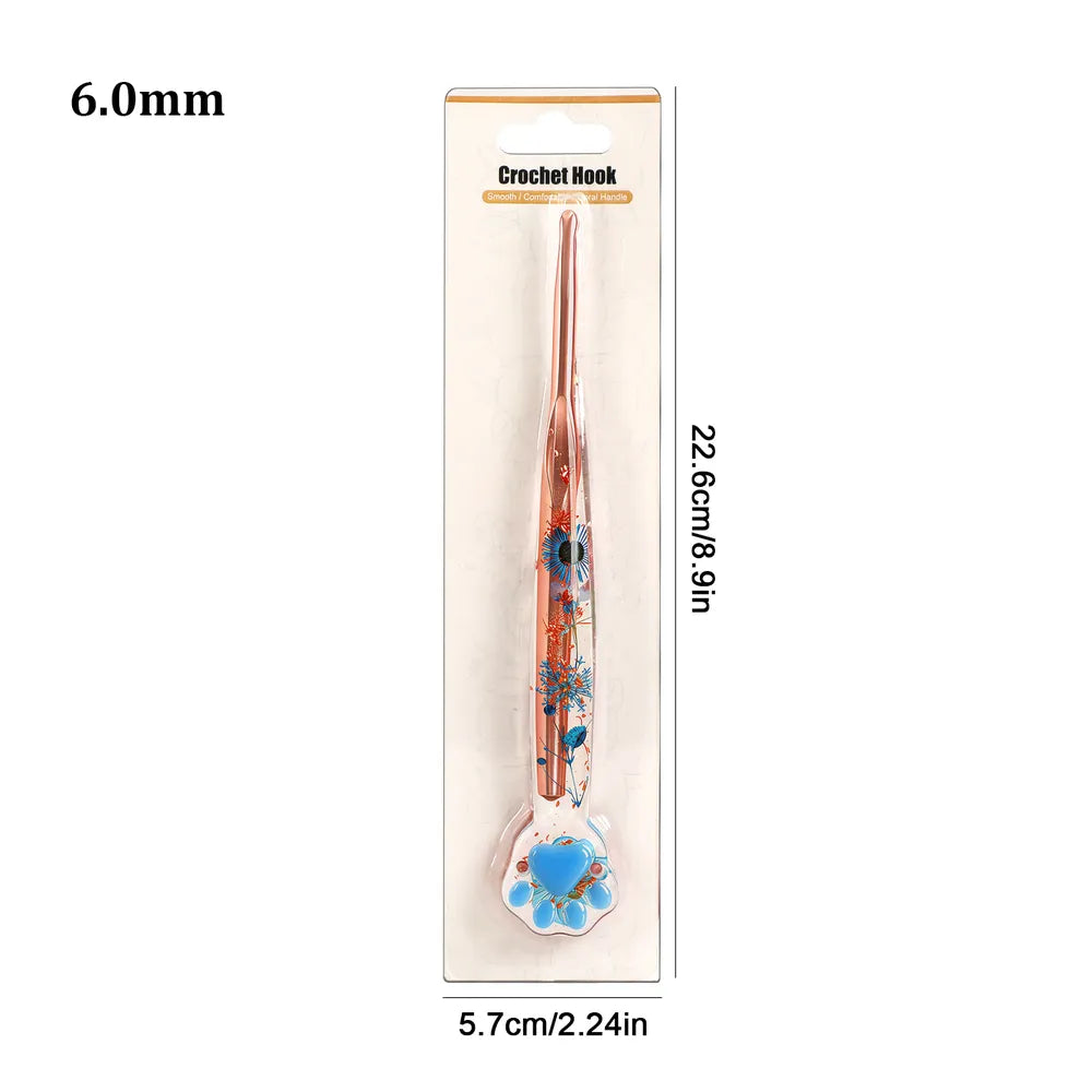 Gold Foil Cat Paw Floral Resin Crochet Hooks, 1, 3 or 9-Piece Options – CH180