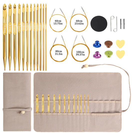 Interchangeable Crochet Hook & Circular Knitting Needle Set, 3.0–10.0 mm – KN054