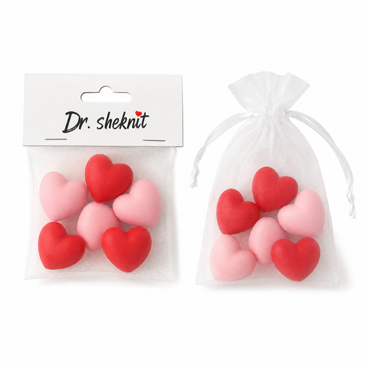 AC373-C14 red and pink heart-shaped silicone knitting needle stoppers, 6-piece set