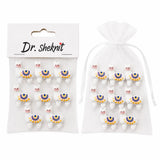 AC373-C17 white llama-shaped knitting needle stoppers with rainbow details, 8-piece set