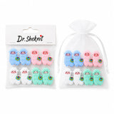 AC373-C2 blue, pink, white and mint alpaca-shaped knitting needle stoppers, mixed 8-piece set