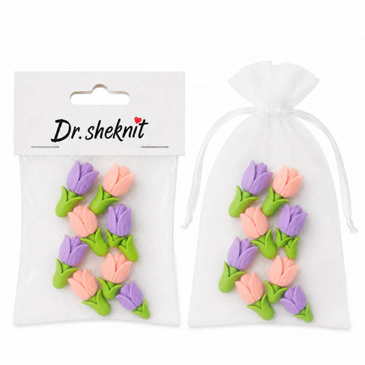 AC373-C76 tulip knitting needle stoppers with 4 pink and 4 purple pieces in two packaging styles