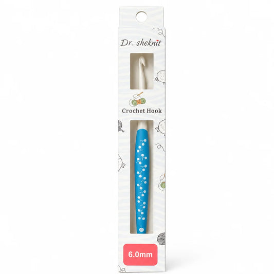 CH166 6.0 mm blue cherry two-tone ergonomic crochet hook in retail packaging