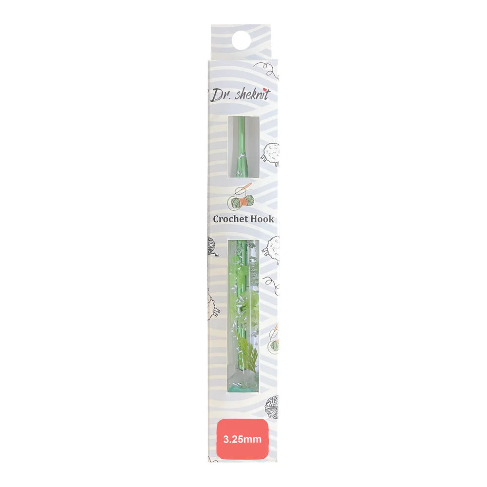 Dr.SheKnit CH177 3.25mm floral resin cat paw crochet hook in retail packaging
